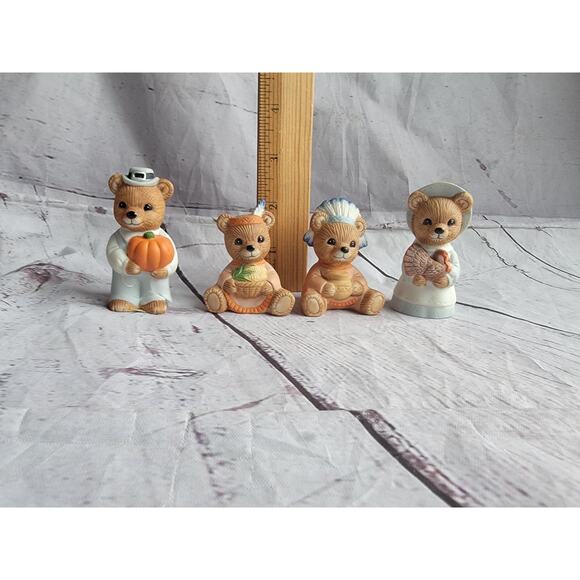 Homco Figurines Autumn Harvest Thanksgiving Bears Set #5312 READ - Picture 4 of 11